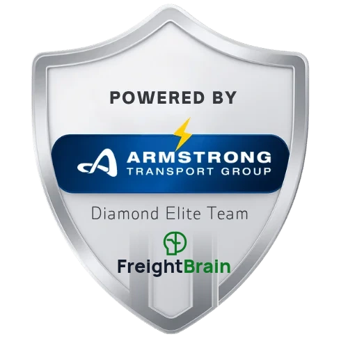 Powered by Armstrong Transport Group, Diamond Elite Team shield badge for Freight Brain